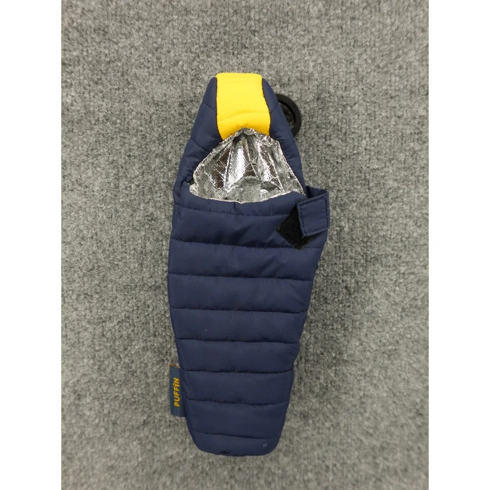 Puffin Drinkwear Sleeping Bag Cooler Navy Blue‎ Yellow Insulated Puffer Jacket